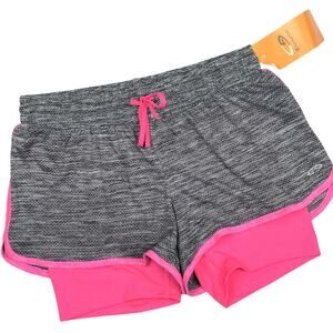 Champion Womens Small Duo Dry + Power Core Compression Inner Short Pink Gray Gym